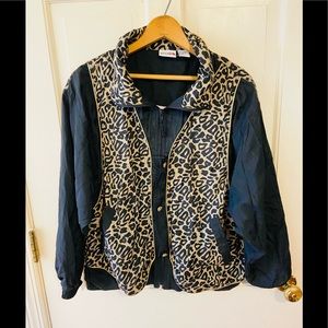 Vintage 80s 90 MTA Pro leopard print swishy jacket